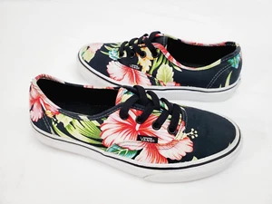 Vans Hawaiian Floral Hibiscus Skate Shoes Black Women 6.5 Men 5 Unisex - Picture 1 of 8