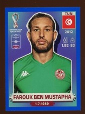 2022 Fifa World Cup Panini Sticker Blue Parallel FAROUK BEN MUSTAPHA TUN4