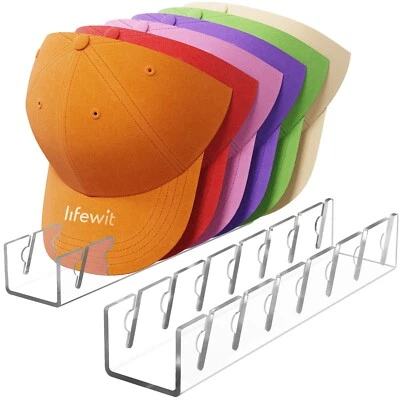 Lifewit Paquete de 2 Sombreros Organizador para Gorras de Béisbol, Sombrero Estante de Almacenamiento para 14 Gorras de Pelota Foto 1 de 4