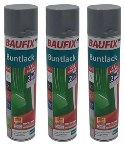 3x Baufix Alkydharz Lackspray XXL 600ml silbergrau glänzend Farbspray Buntlack - Bild 1 von 2
