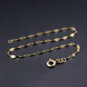 Echt einfarbig 18 Karat Gelbgold Frau Lucky Klee Kette Armband 6,7"L Au750 - Bild 1 von 4