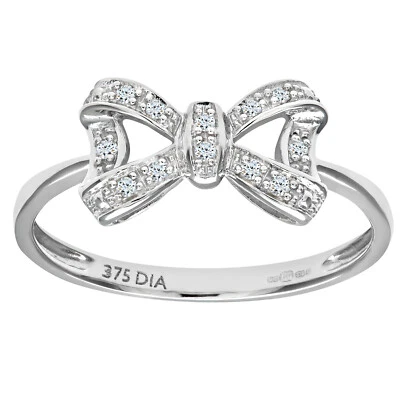 9ct White Gold Diamond Bow Ring By Naava - Image 1 of 4