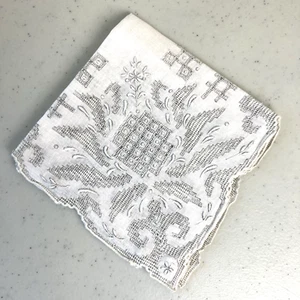 Vintage Heavily Hand Embroidered   Bridal Bride Wedding Hankie Madeira? - Picture 1 of 13