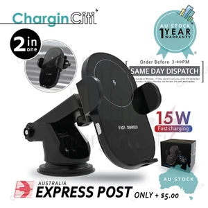 15W Automatic Clamping Wireless Charging Car Charger Mount Air Vent Phone Holder - Picture 1 of 17