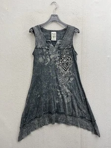 Gesangskleid Damen klein grau Strass verziert Grunge ärmellos - Bild 1 von 8