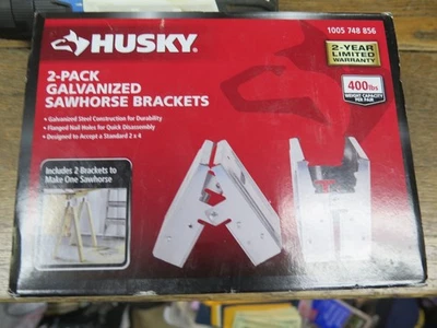 (QTY 2) Husky 1005 748 856 Metal Sawhorse Brackets 5.5" D x 4" W x 3.74" H - Image 1 of 4
