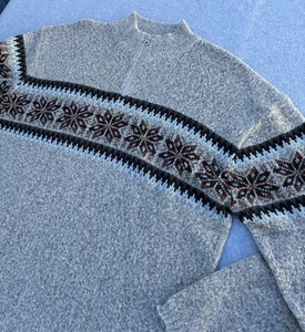 Y2K 2000s Sideout 1/4 Zip Long Sleeve Vtg Pullover Fair Isle Sweater XL Gray - Picture 1 of 7
