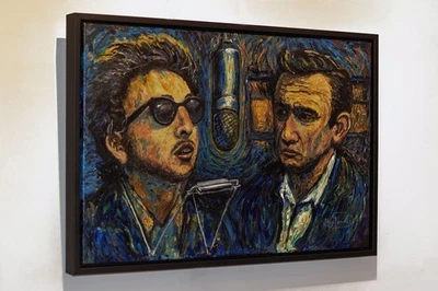 Pintura en lienzo Dylan & Cash “Two Wanted Men” 30x20 enmarcada terminada a mano certificado de autenticidad Foto 1 de 4