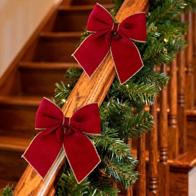 Pour sapin de Noël cheminée noeud papillon décoration polyester matière fibr - Photo 1/4