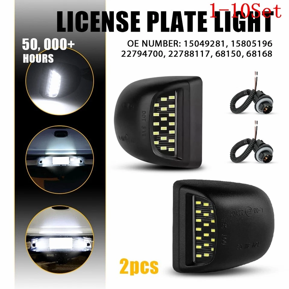 White LED Tag License Plate Light Rear For Chevy Silverado 1500 99-13 1-10Set - Image 1 of 4