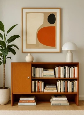 Mid Century MODERN Walnut DANISH BOOKCASE / Hutch, c. 1960's - Image 1 of 4