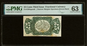 FR 1294 Fractional 1864 Union Currency 25c Civil War Third Specimen Issue PMG 63 - Picture 1 of 6