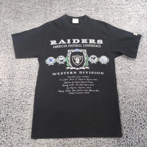 Vintage Oakland Raiders Shirt Men Large Black Embroidered NFL Graphic Crew Neck - Picture 1 of 6