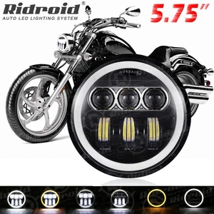 Black 5-3/4" 5.75 80W LED Headlight Hi/Lo Projector Beam DRL DOT for Motorcycle - Picture 1 of 24