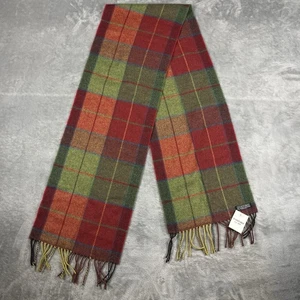 Foxford grün/rot 100 % Lammwolle Schal Fransen Detail Made in Ireland Unisex - Bild 1 von 5