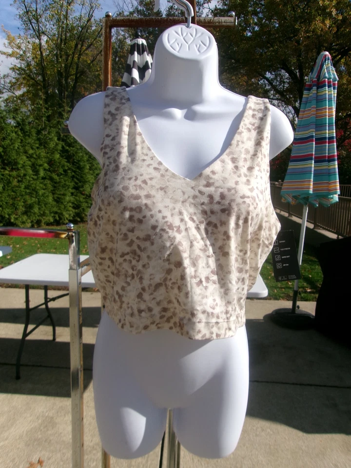 NWT IDEOLOGY BEIGE ANIMAL PRINT SPORTS TANK L - Image 1 of 1