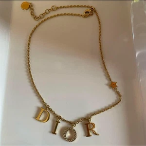 Christian Dior Logo Necklace Dio(r)evolution Star Gold-Tone Metal Chain - Picture 1 of 4