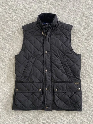 Polo Ralph Lauren Chaleco Acolchado Chaqueta Puffer Negro Para Hombre Pequeño Forrado a Cuadros Foto 1 de 4