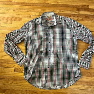 Robert Graham Shirt Mens Medium Plaid Flip Cuff Button Up Long Sleeve - Picture 1 of 10