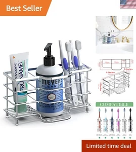 Stilvoller belüfteter Zahnbürstenständer mit Anti-Rutsch-Basis - Silber verchromt - Bild 1 von 8