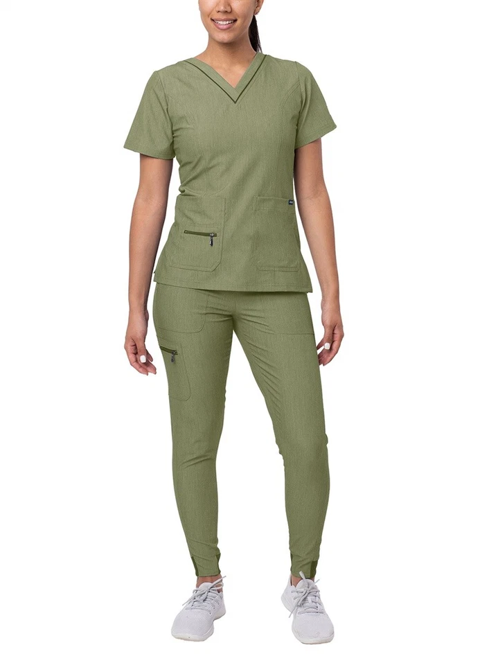 Adar Pro Flawless Plus Scrub Set Women Elevated V-Neck Top & Jogger Scrub Pants - Image 1 of 4