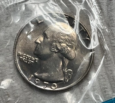 1970 P Washington Quarter ~UNC/MINT SEALED IN CELLO BRILLIANT COIN GEM - Image 1 of 4