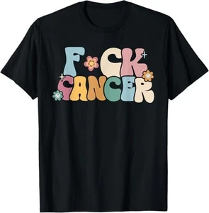 NEW! F Ck Cancer Groovy Retro Design Best Gift Idea Tee T-Shirt S-3XL - Picture 1 of 1