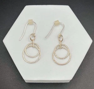 DYADEMA ITALY Signed 925 Sterling Silver Textured Circles Dangle Earrings - Picture 1 of 7