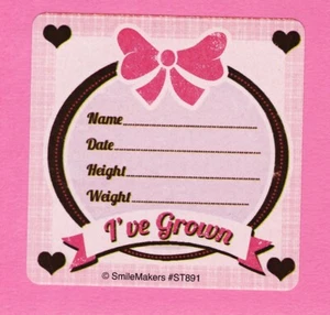 10 adesivi grandi rosa altezza e peso I've Grown - medici, pazienti - Foto 1 di 1
