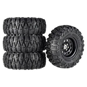 4PCS 2.2' Rubber Tyres & Black Metal Beadlock Wheel Rim for 1:10 RC Crawler Car - Picture 1 of 11