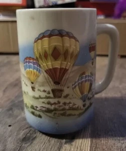 Vintage Otagiri Hot Air Balloon Mug, Coffee Tea Cup, Multicolored, Red, Blue - Picture 1 of 10