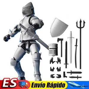 3D Printed Medieval Knight Action Figures Multi-Jointed Action Figures (Silver) - Photo 1/12