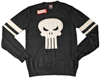 MARVEL PUNISHER Hombres Pequeño Pullover Negro Bioworld Suéter NUEVO Foto 1 de 4