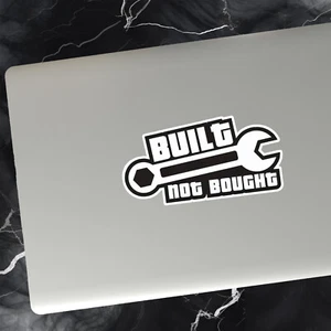 2x Custom Cut Laptop Fridge Stickers Decals - Built Not Bought - Free Post - Picture 1 of 2