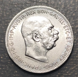 AUSTRIA HUNGARY HUNGRIA FRANZ JOSEPH I 1 CORONA 1915 EBC+/SC- - Picture 1 of 2