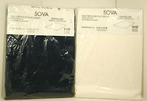 (Lot of 2) Ikea SOVA Twin Flat Bed Sheet 100% Cotton White/Blue New - Picture 1 of 4