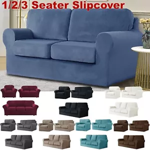 Stretch Sofa Cover Soft Velvet Chair Loveseat Couch Slipcover with Cushion Cover - Picture 1 of 119