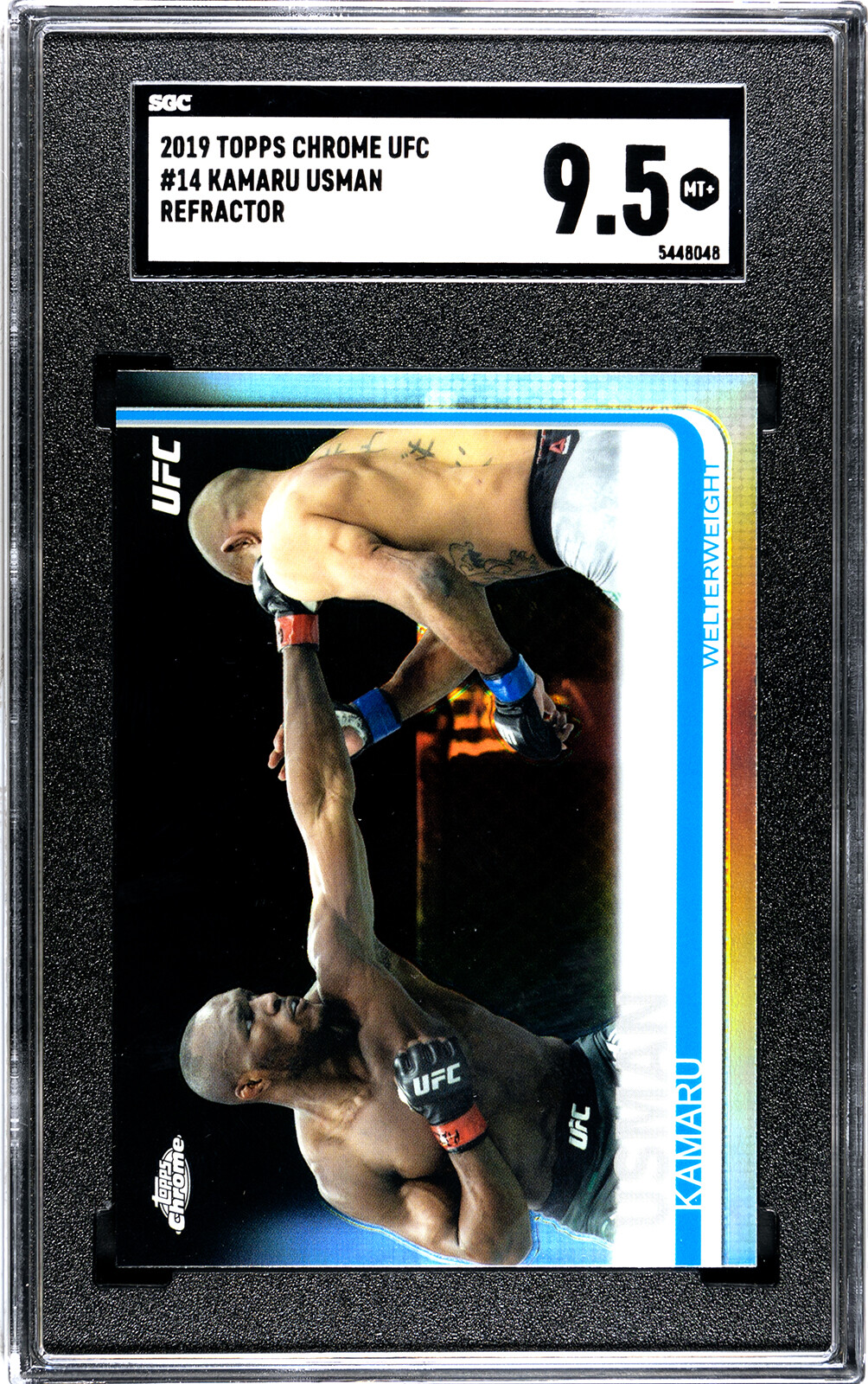2019 1ST Topps UFC Chrome Kamaru Usman Refractor SP RC SGC 9.5