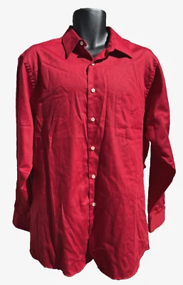Camisa de Diseñador Geoffrey Beene para Hombres Roja Botón Bolsillo Frontal Talla 17 34-35 Foto 1 de 4