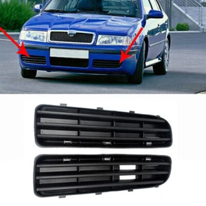 Par de cubiertas de luz antiniebla delantera rejilla inferior malla para Skoda Octavia A4 MK1 2001-2011 - Imagen 1 de 5