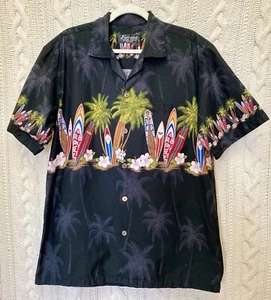 Camisa Hawaiana Favant Para Hombre L Negra Aloha Camp Surf Palmera EE. UU. 100% Algodón - Imagen 1 de 7