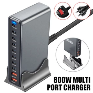800W Desktop GaN Charger 10-Port USB Type C PD Charging Station Fast Charge - Picture 1 of 13