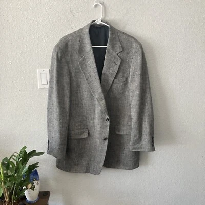 Blazer De Colección Nordstrom Para Hombres 43L 43 Largo 100% Seda Espiga Azul Gris Foto 1 de 4