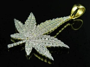 3 Ct Round Cut Simulated Diamond Leaf joint Fire Pendant 14K Yellow Gold Plated - Picture 1 of 4