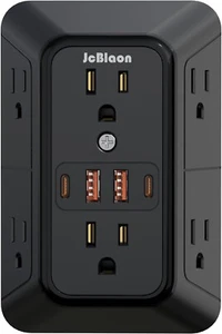 USB Wall Charger Power Strip Surge Protector with 4 USB Ports (2 USB C) Plug Ext - Picture 1 of 9