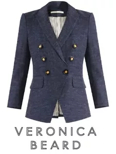 sz 4 NWT VERONICA BEARD Dickey JACKET Empire Navy Blue DoubleBreast Women Blazer - Picture 1 of 12