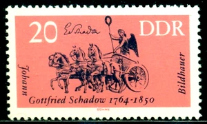 1964 Johann Gottfried Schadow, sculpteur, Quadrige de la porte de Brandebourg, RDA, 1009, MNH - Photo 1/1