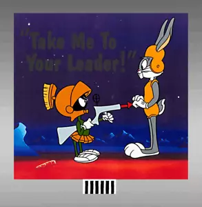 "TAKE ME TO YOUR LEADER" -A LOONEY TUNES INSEGNA ANIMATA SCALA HO-LUCI-ALTRO - Foto 1 di 1