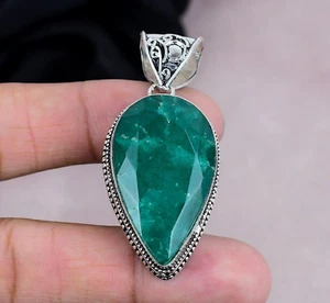 Beautiful Pear Emerald Gemstone Pendant 925 Sterling Silver Pendant Jewelry Gift - Picture 1 of 4