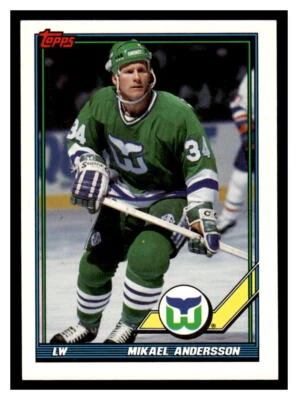 1991 Topps #197 Mikael Andersson - Hartford Whalers - Image 1 of 2